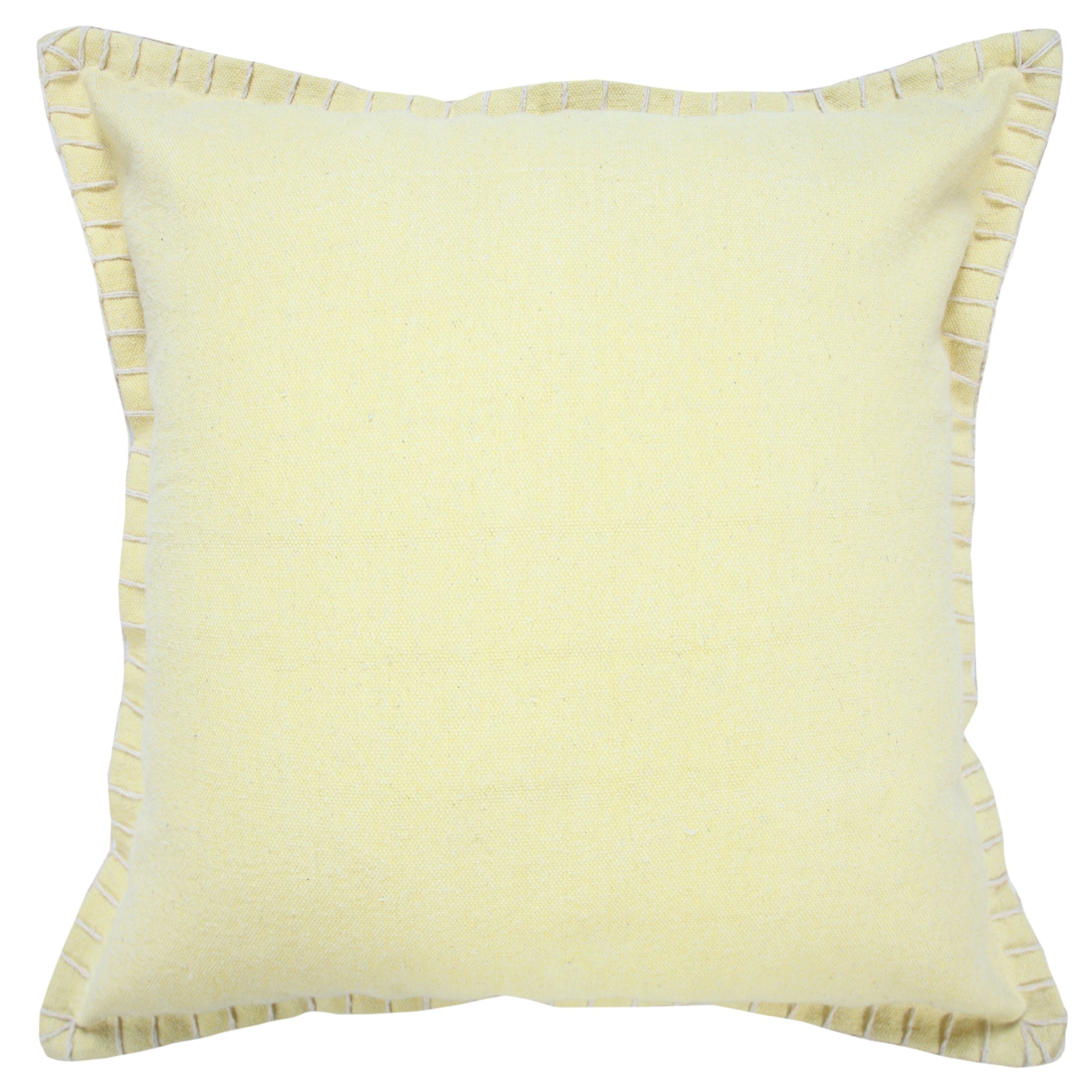 20" Light Yellow Cotton Throw Pillow-1