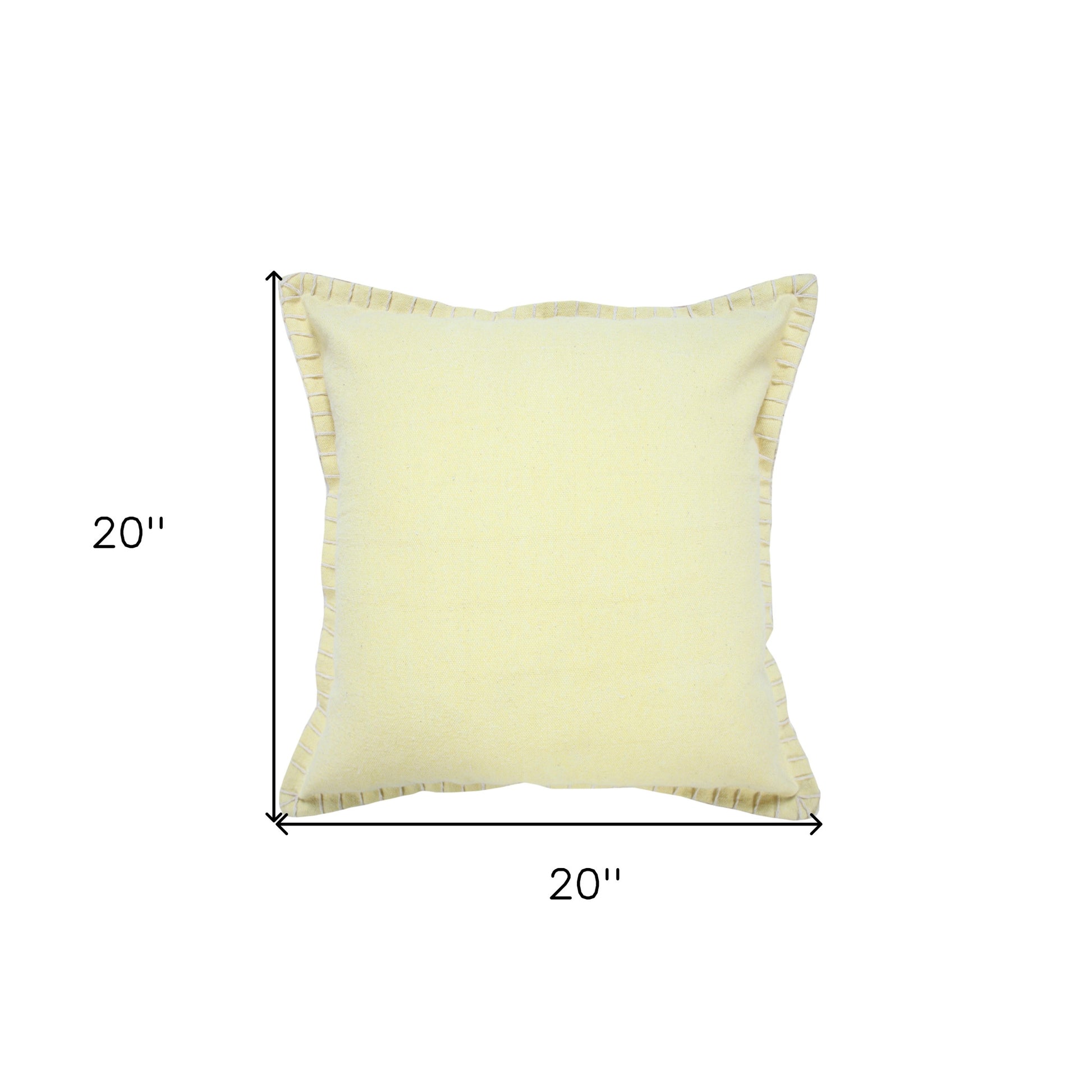 20" Light Yellow Cotton Throw Pillow-8