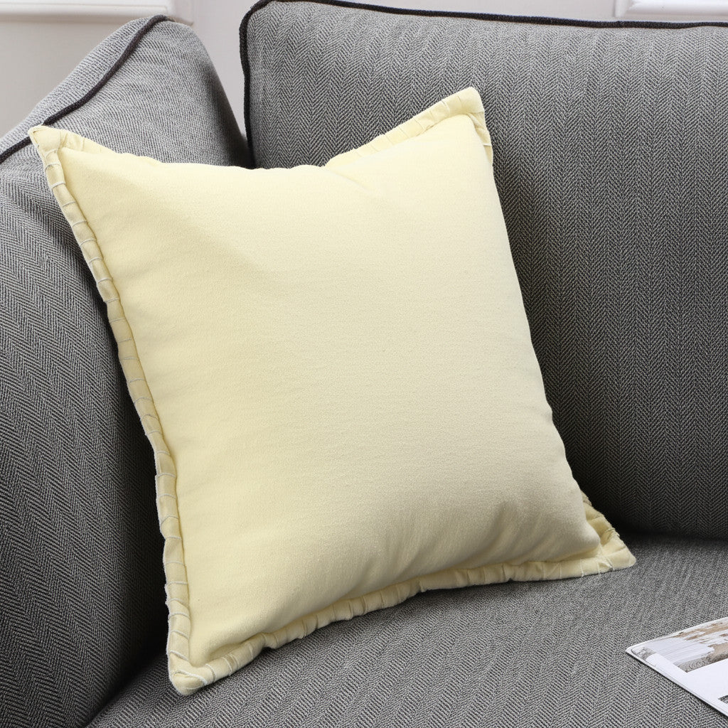 20" Light Yellow Cotton Throw Pillow-0