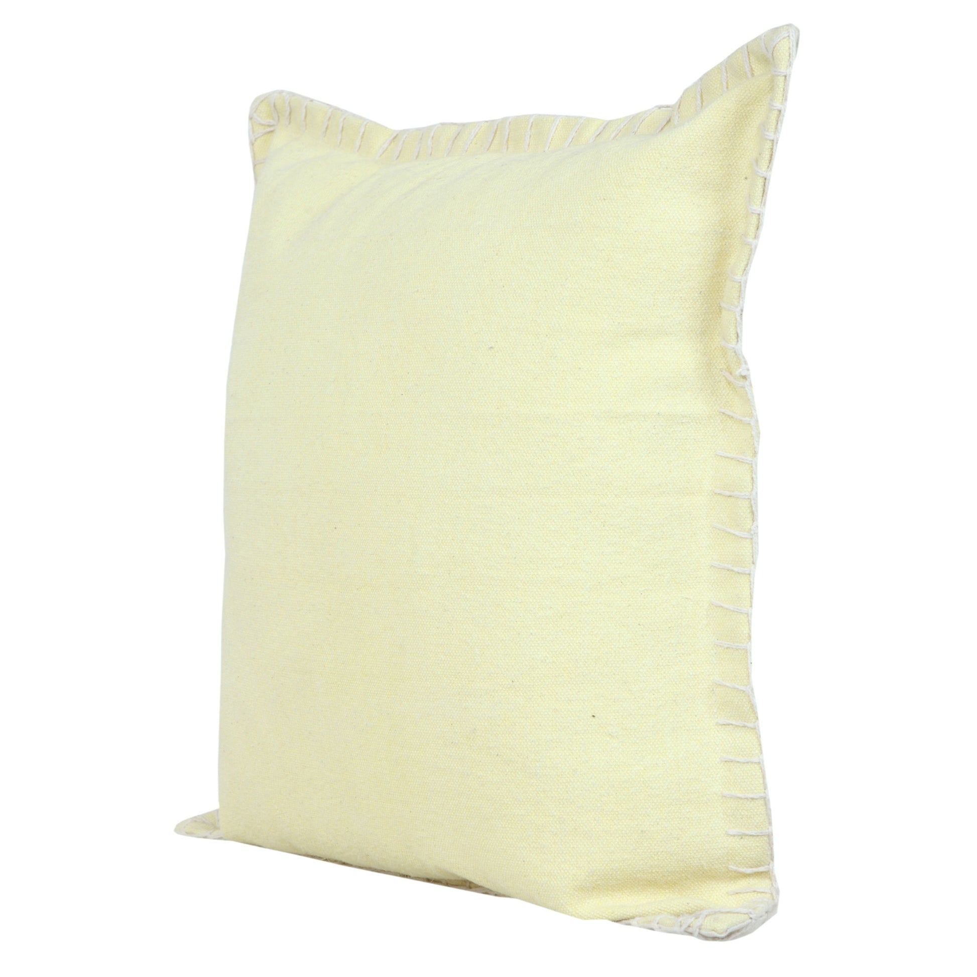20" Light Yellow Cotton Throw Pillow-3